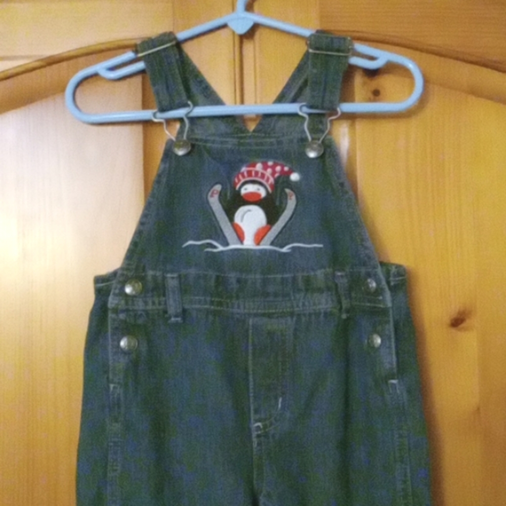 KRU Little Baby Denim Snap Up Penguin Overalls 18M - Picture 3 of 12